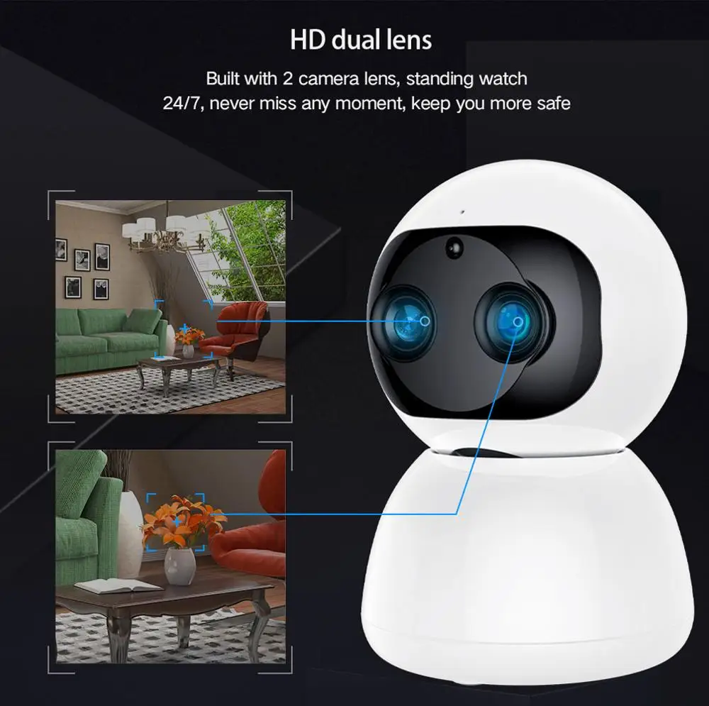 Беспроводная IP-камера видеонаблюдения SDETER с двойным объективом 1080P |