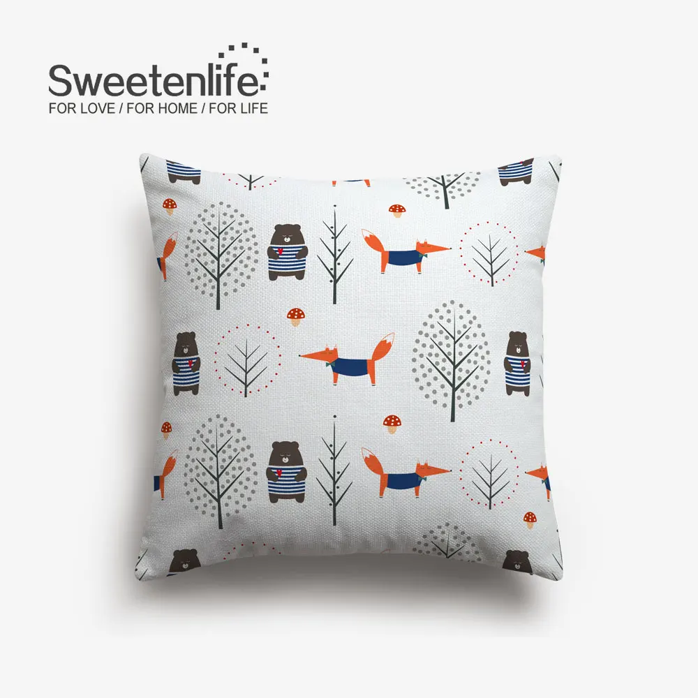 SL0175 Sweetenlife акварель милые бегущая лиса Чехлы зеленого цвета с узором в виде листьев, Подушка для стула, 45x45 см/30x50 см наволочки Декор - Цвет: SL0175