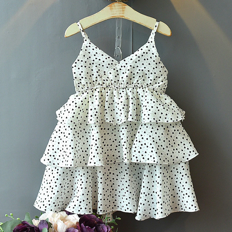 Платья для девочек Новинка лета 2020 детская одежда милое шифоновое многослойное