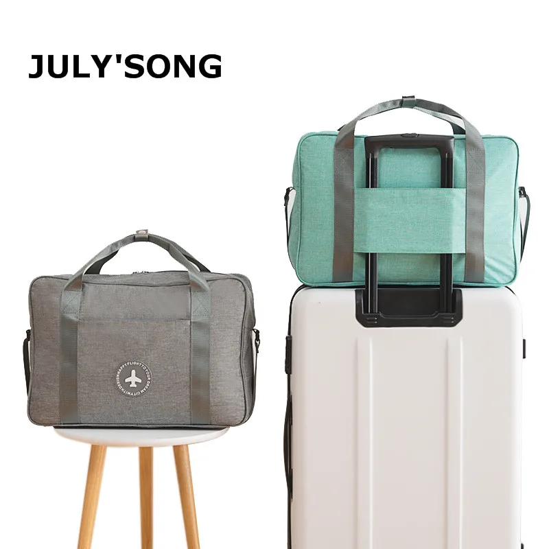 

JULY'S SONG Cationic Fabric Waterproof Travel Bag Solid Portable Storage Bag Large Capacity Organizer Travel Duffle Bag