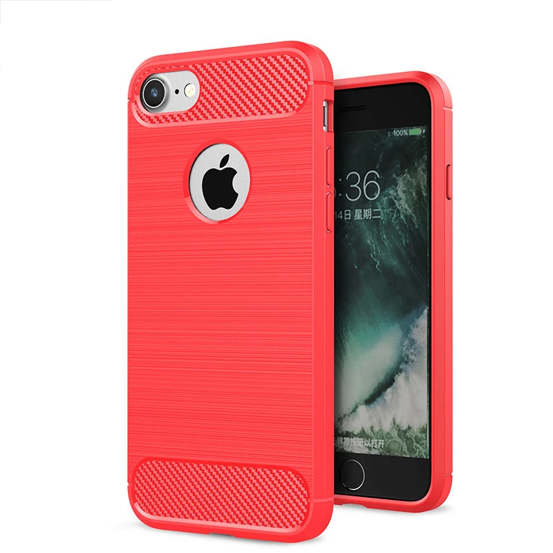 Iphone X 6 6s 7 8 Plus Case Carbon Fiber Anti-knock Anti-fingerprint TPU Soft Cover Phone for |