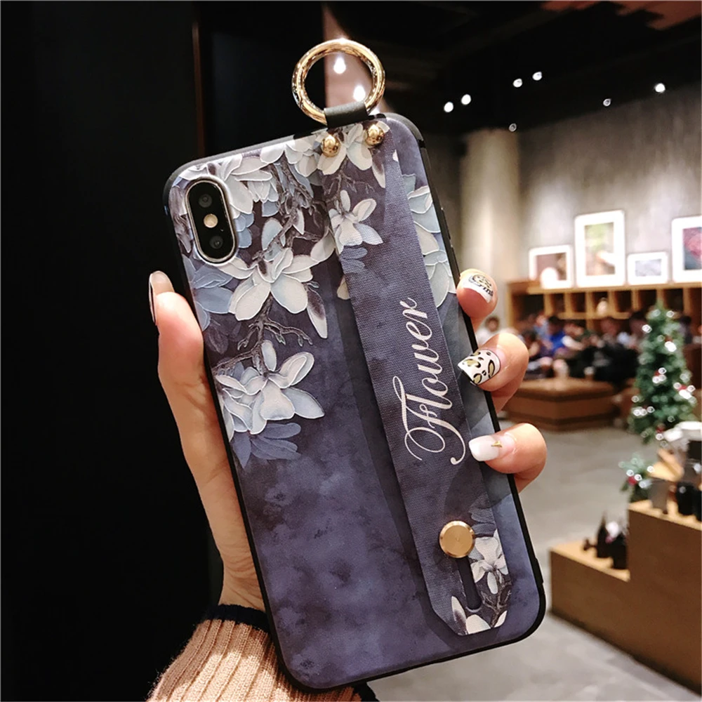 Роскошный белый цветок ремешок на запястье телефонные чехлы для Apple iPhone 7 Plus