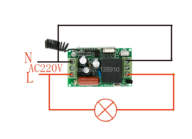 Новый AC220V 1ch 10A Дистанционное управление выключатель света teleswitch реле Выход Радио