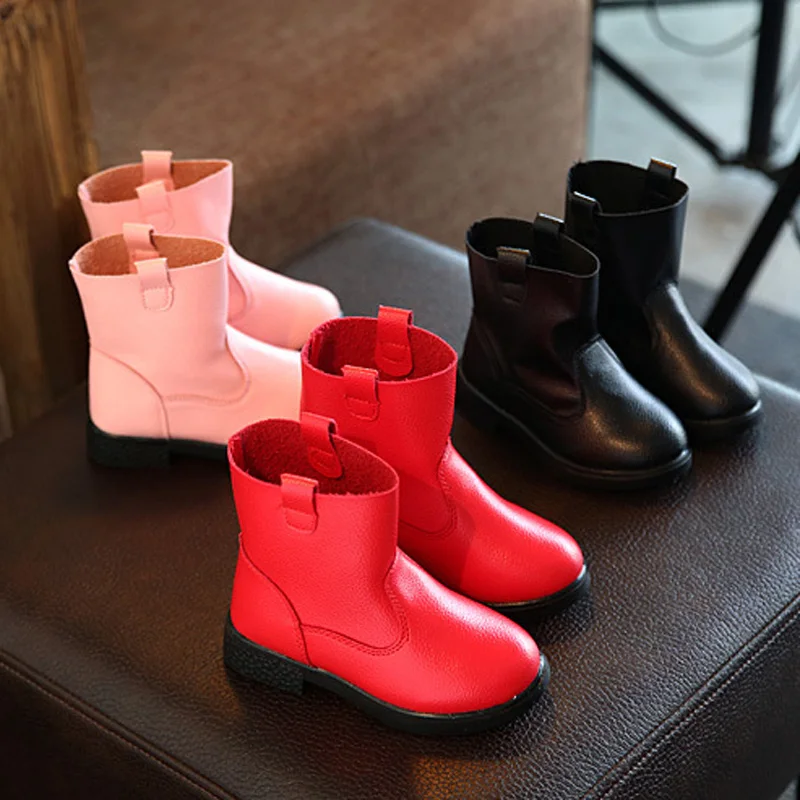 Осенне зимние повседневные ботинки из искусственной кожи детская обувь на