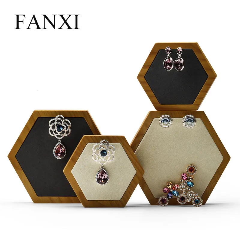 

FANXI 2 Pcs /Set Rhombus Jewelry Display Stand with Microfiber Necklace Earrings Bracelet Holder Organizer for Jewelry Showcase