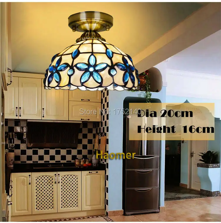 Средиземноморская потолочная лампа в виде ракушки s сиреневый узор