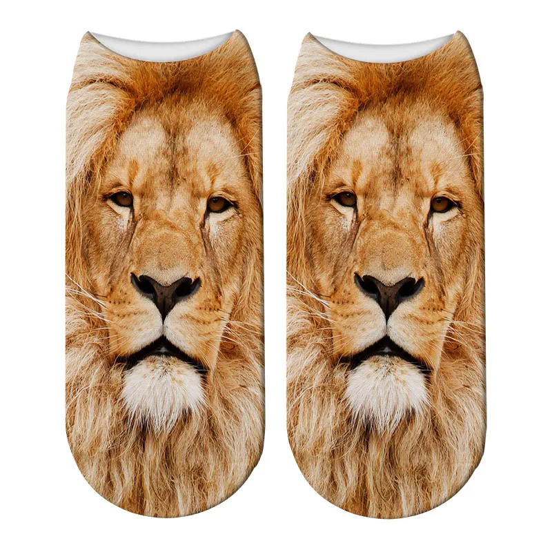 Забавные носки с принтом льва короткие женские изображением животных новые