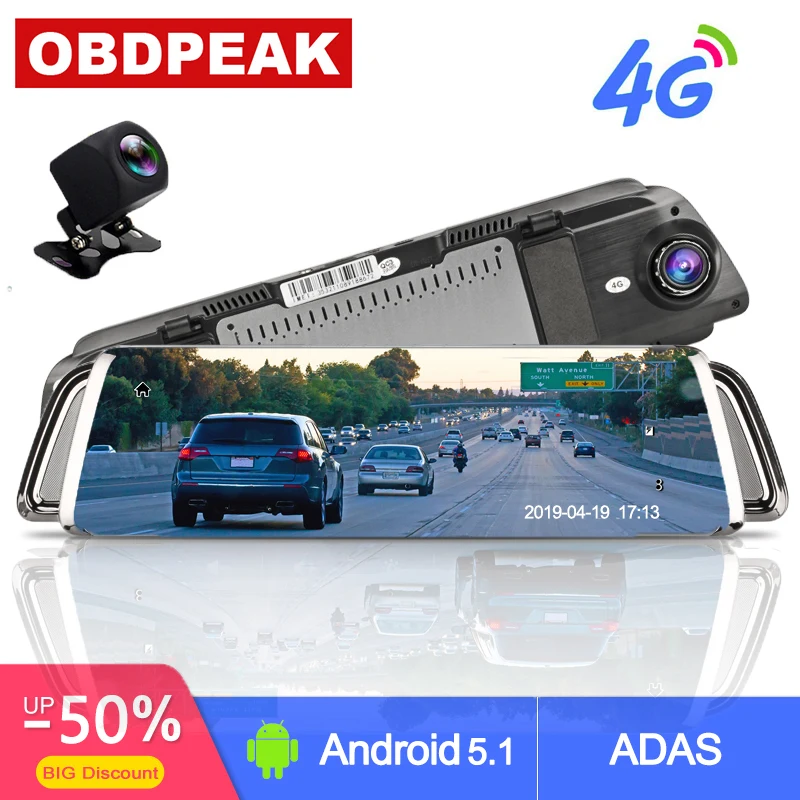 4G Android автомобильный видеорегистратор 10 дюймов поток зеркало заднего вида FHD 1080P ADAS Dash Cam камера видео рекордер Авто регистратор Dashcam gps