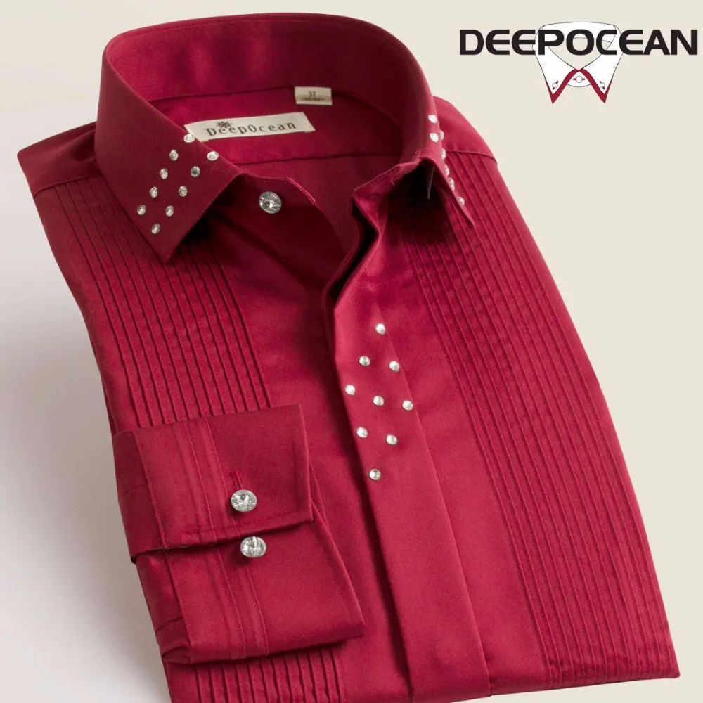 Deepocean мужские однотонные рубашки винтажные Модные топы Длинные облегающие Новые