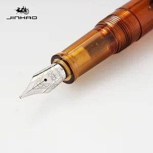 JINHAO 992 пластиковая перьевая ручка Вращающаяся крышка серебряные прозрачные чернила закрутка цвета офисные школьные принадлежности, блокноты