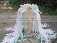 style d new arrived 3 ribbons stick lace wedding wands pink mint ribbon birthday party christmas ribbon sparklers