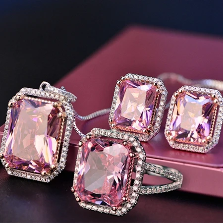 Jewelry Set Nasiya 925 пробы, Серебряный кварц, свадебный ювелирный набор для невесты,, женские кольца, серьги, ожерелье, набор украшений для женщин - Цвет камня: Jewelry Set