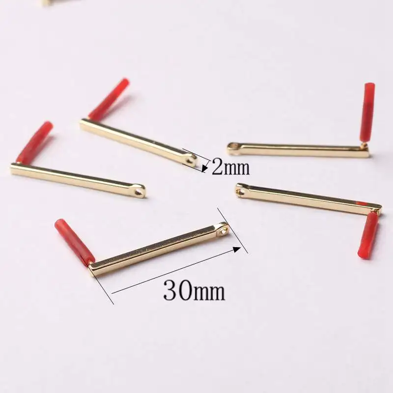 30mm Цинковый сплав золотой длинный наконечник прямоугольники серьги База разъемы Linker 24 мм 30 мм 6 шт./лот для DIY падение изготовление сережек аксессуары - Цвет: 30mm