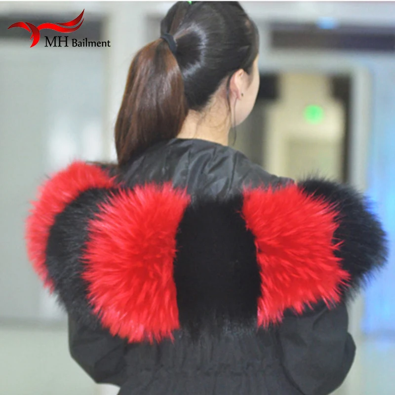 

New Real Fur Scarf JacketS Fur Collar Women Winter Coat Fur Scarves Luxury Raccoon Fur Winter Warm Neck Warmers