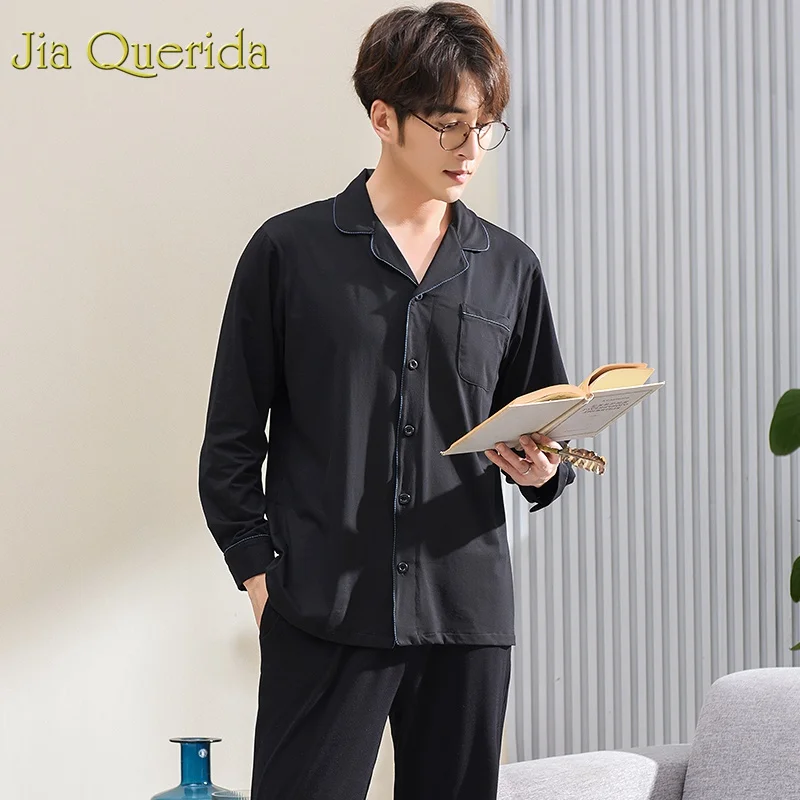 J &amp Q Модальные пижамы Мужская домашняя одежда 2019 Весна новая однотонная модная