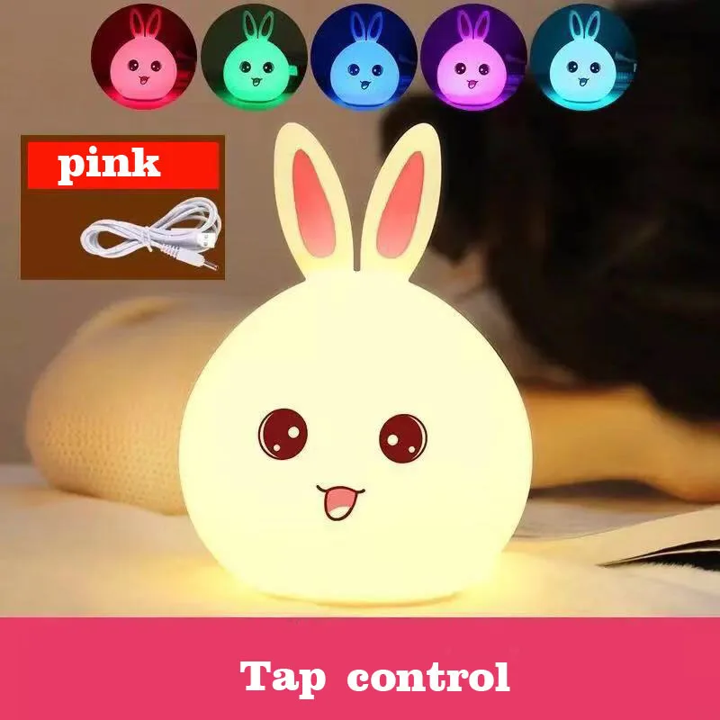 pink Светодиодный настольный ламповый светильник power bank сенсорный переключатель Usb Светодиодная лампа цвета современный ночник детский подарок спальня перезаряжаемый - Цвет корпуса: pink