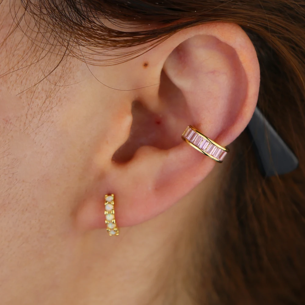 2020 фирменные Позолоченные Разноцветные серьги Клипсы из багета с фианитами