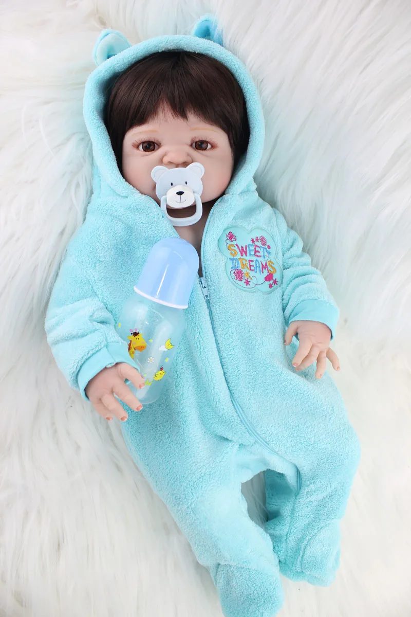 

55cm Full Body Silicone Reborn Baby Boy Doll 22" Lifelike Vinyl Newborn Babies Cute Birthday Gift Waterproof Bathe Toy Bonecas