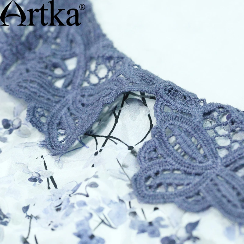 Artka Для женщин новые летние печатных Кружево платье В лоскутном стиле отложной