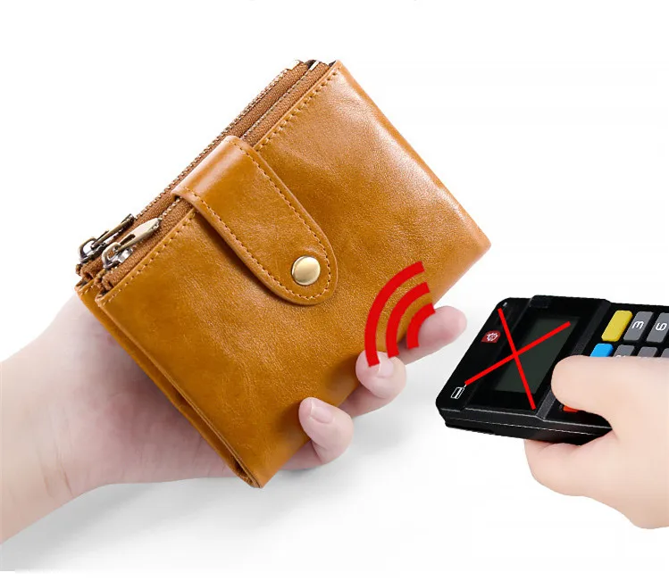 WESTCREEK RFID Блокировка Малый пояса из натуральной кожи кошелек для мужчин Crazy Horseskin масла воск кожи короткие мини женские кошельки с молни