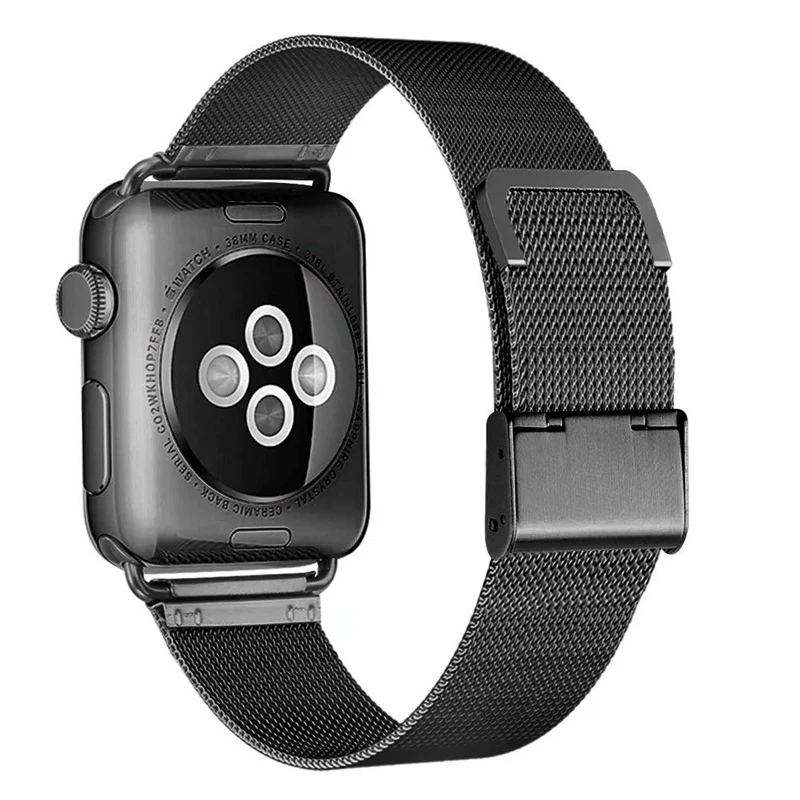 Миланский ремешок для Apple Watch Band 42 мм 38 мм 40 мм 44 мм металлический браслет из нержавеющей стали сетчатый ремешок для часов iwatch Serise4321 - Цвет ремешка: black