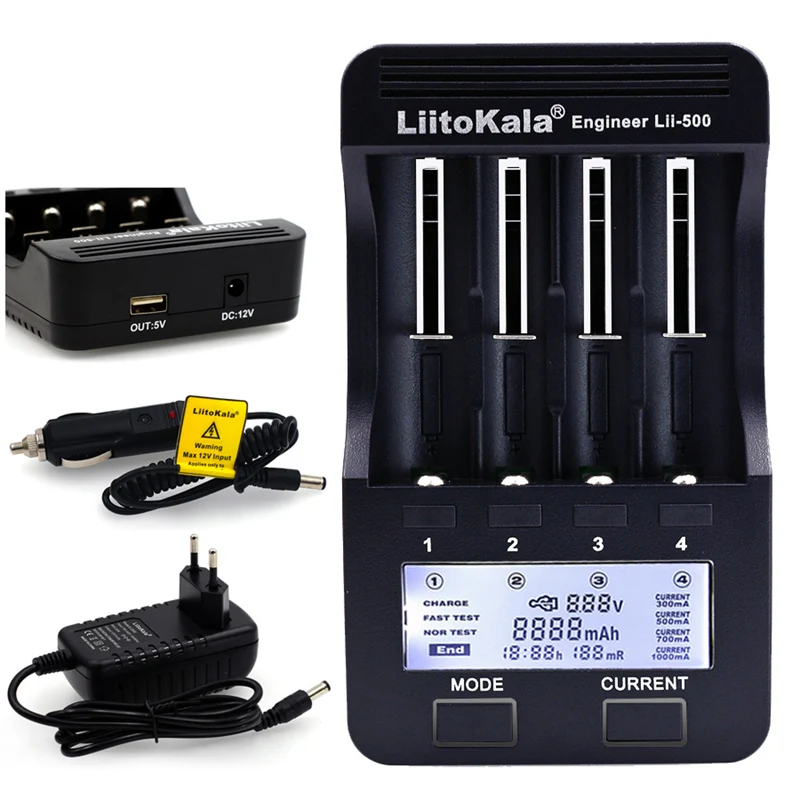 

LiitoKala Lii-S6 Lii-PD4 Lii-500 Battery Charger 18650 6-Slot Car-Polarity Detect For 18650 26650 21700 32650 AA AAA Batteries