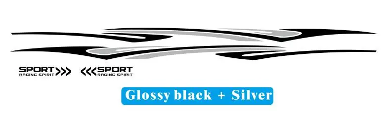 Glossy black -Silver Гоночный спортивный стикер в полоску для тела автомобиля с поясными линиями для Mitsubishi ASX Outlander 2011- автомобильные водонепроницаемые наклейки - Название цвета: Glossy black -Silver