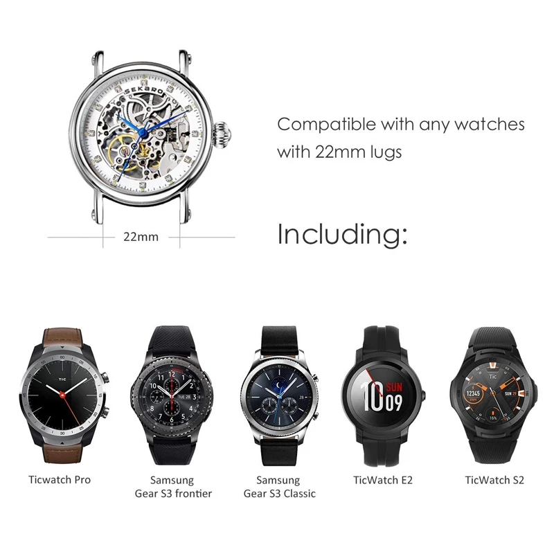 

22mm strap for samsung galaxy watch 46mm S3 Frontier/Classic huawei watch gt band Genuine Leather belt smart watch bracelet