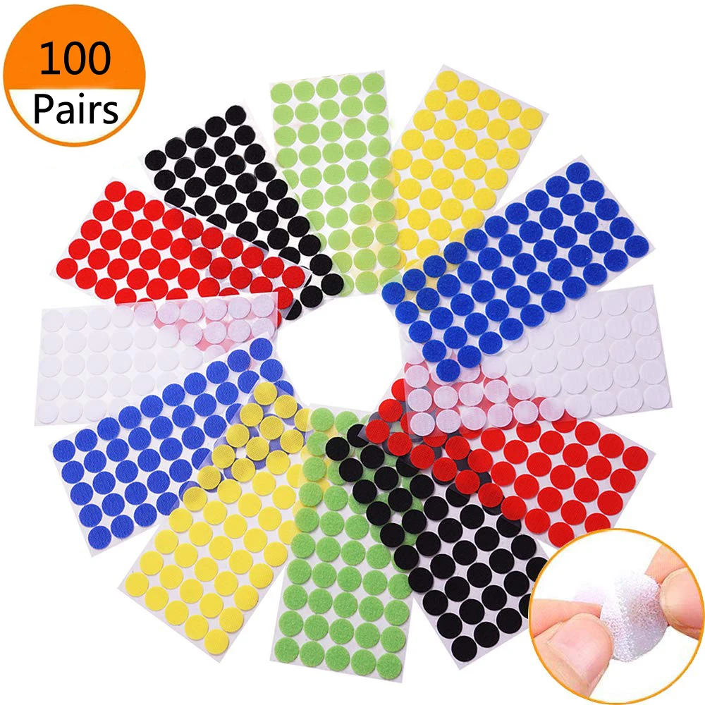 100 пар Velcros Dots нейлон швейная липкая задняя монета крюк петля самостоятельно