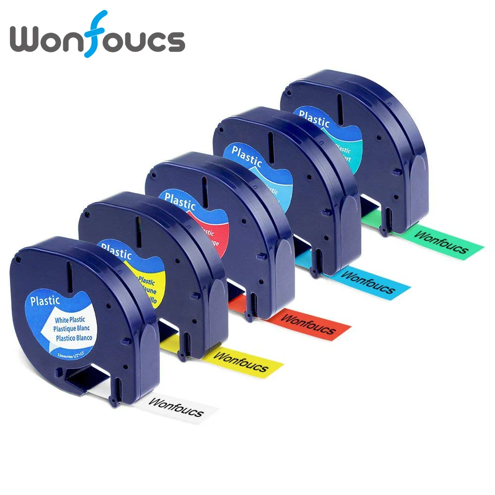 Wonfoucs 5 шт смешанные цвета совместимы для DYMO LetraTag 12 мм x 4 м пластиковая лента