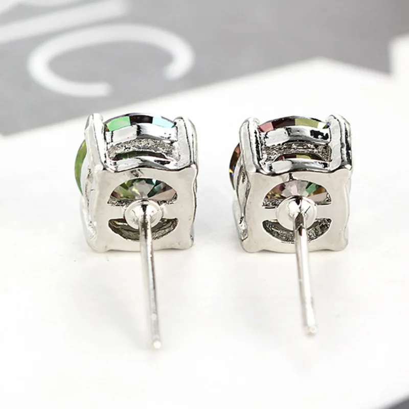 Серьги-гвоздики с кристаллами радужной расцветки для мужчин и женщин | Украшения