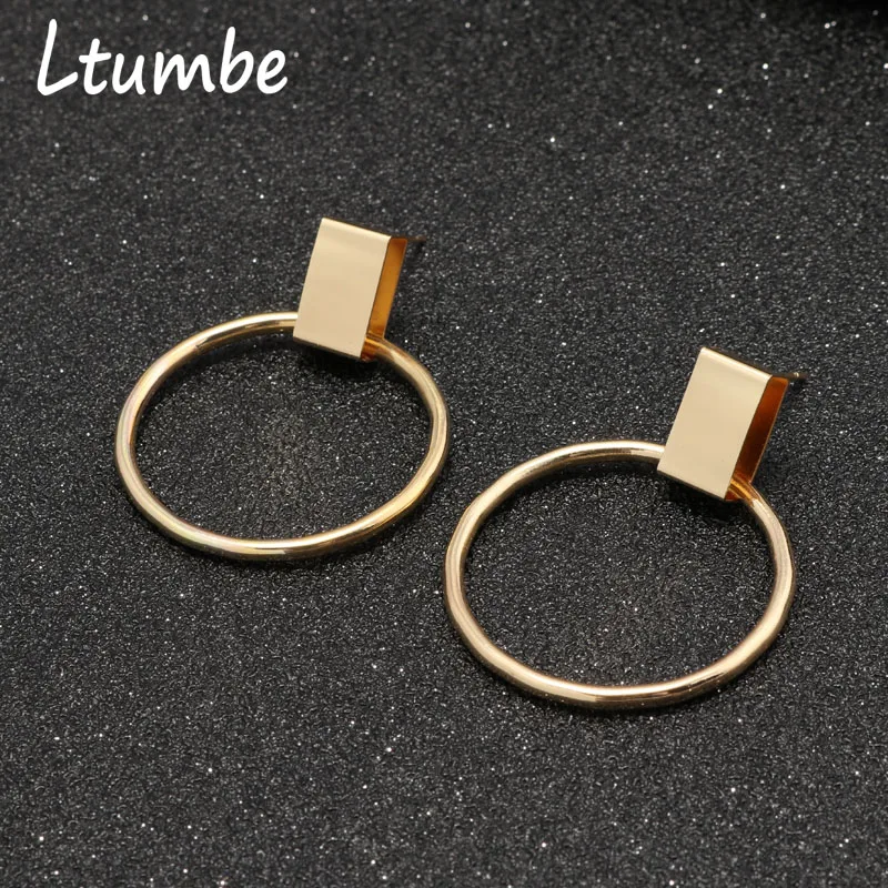 Ltumbe новые модные золотые серебряные большие круглые висячие серьги в стиле панк
