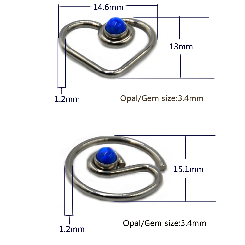 1 шт. опал CZ драгоценный камень Daith сердце круглое гибкое кольцо серьга для хряща