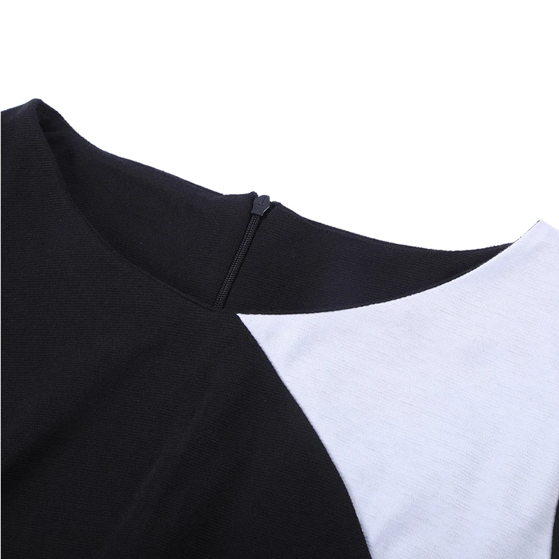 Женское платье футляр на молнии с рукавом три четверти и круглым вырезом|Женские