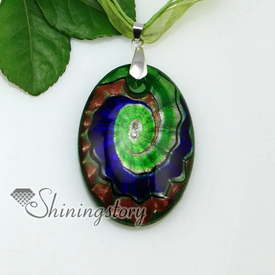 Овальные блестящие ожерелья-Подвески ручной работы из венецианского стекла