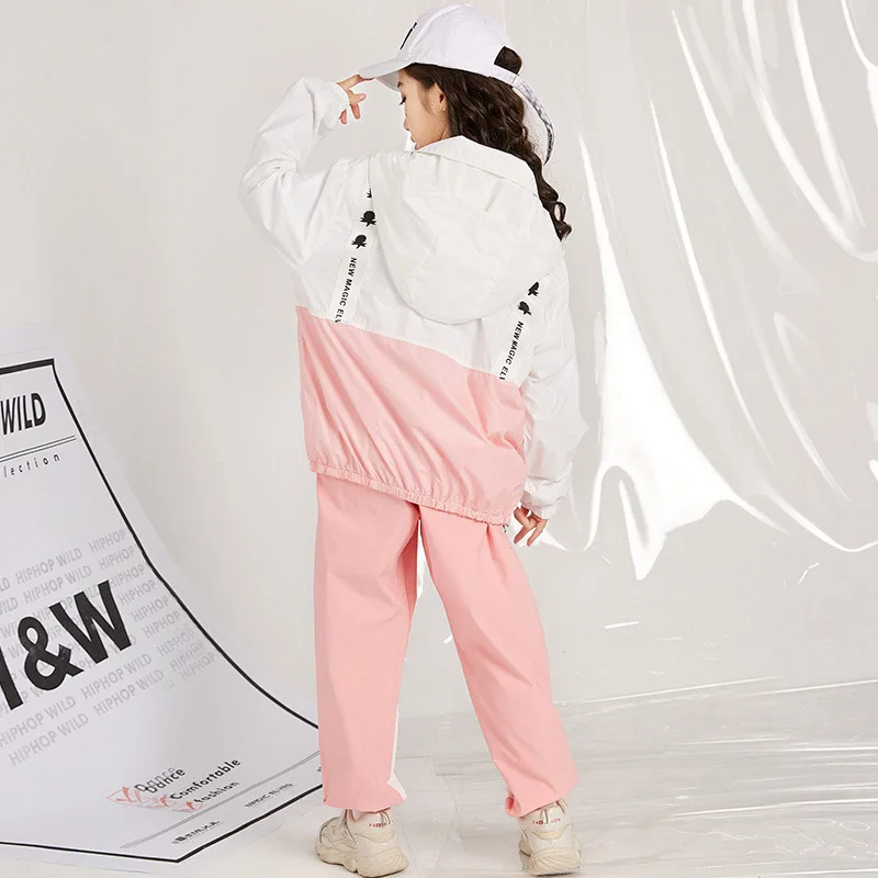 Children hip hop set female hip-hop drum pink jacket girls jazz dance performance costumes DQL083 | Тематическая одежда и