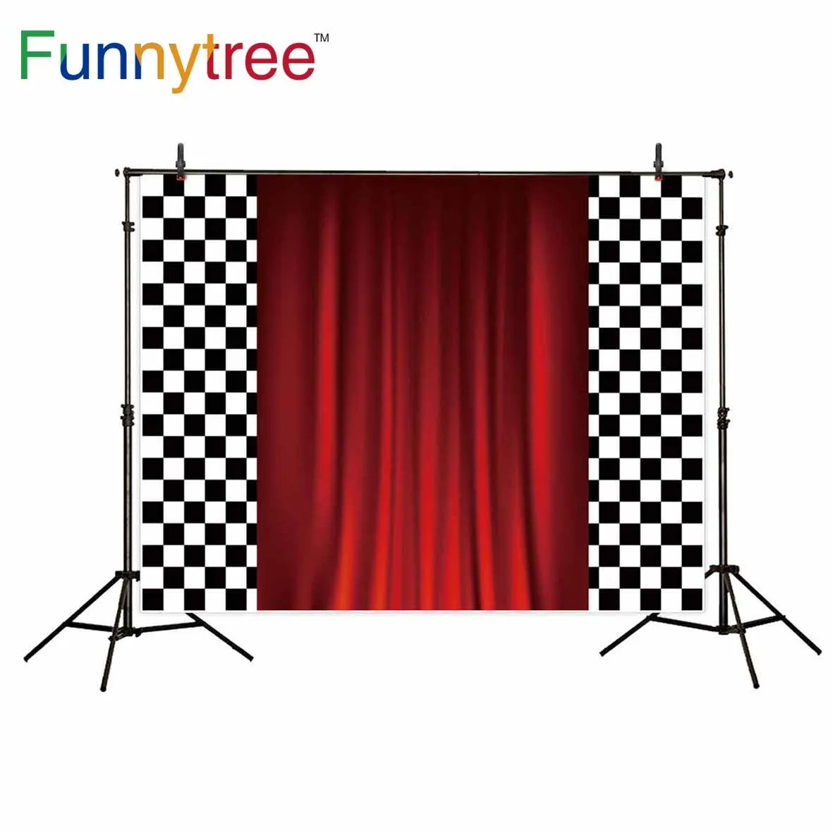 Фоны Funnytree для фотостудии гонки красная ткань в клетку Спорт День рождения фон