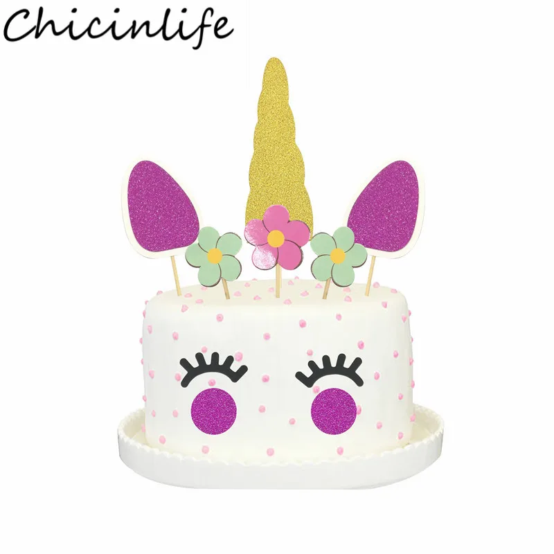 Chicinlife 1 комплект единорог роговые ушки кекс Топпер день рождения вечеринка