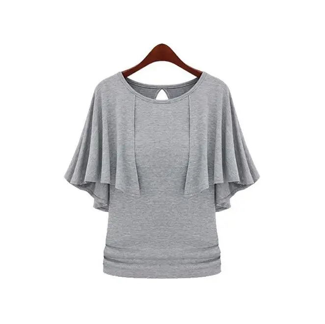 2017 L-5XL плюс Размеры тонкий женский футболка летние оборками Для женщин Цвет
