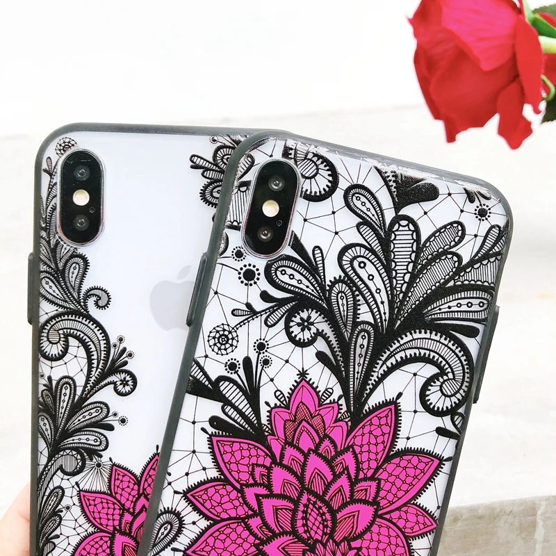 Чехлы с цветочным принтом для iphone XS MAX XR X 7 8 Plus 6 6s 5 5S SE прозрачный чехол из ТПУ