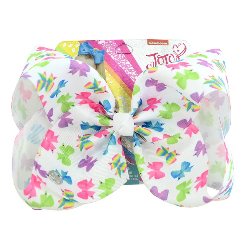 

Cute Colorful Rainbow Printed Hair Bows with Clips Boutique Grosgrain Ribbon Hairclips Kids Girls Big Solid Bow Hair Accessories