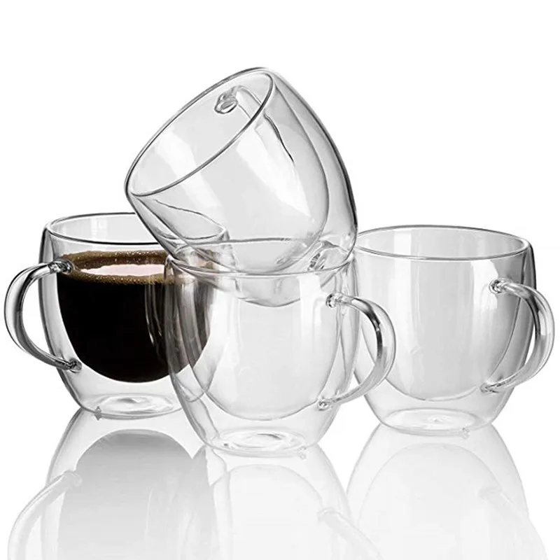 

1/2/4pcs Double Wall Heat Resistant Cup Clear Handmade Tea Drink Healthy Drink Cups Insulated Coffee Mugs