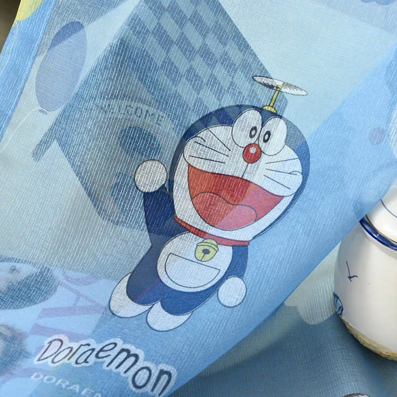 Dreamwood Doraemon, затемненные шторы с принтом для детской комнаты, полиэстер, синие, высоко затененные, экологические, готовые шторы - Цвет: voile curtain