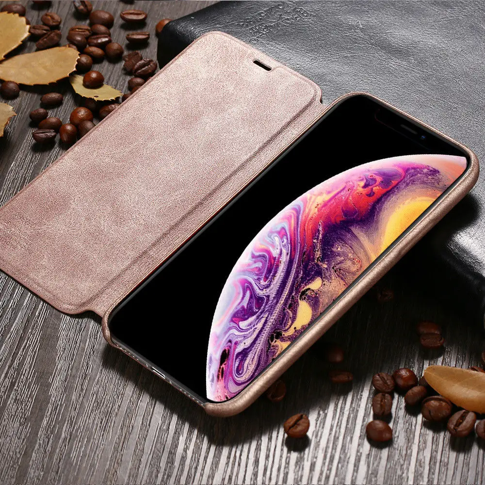 Для iPhone 11 Pro XS Max XR X 7 8 Plus Экстрим Ретро Роскошный кожаный тонкий флип-чехол с подставкой
