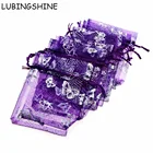 LUBINGSHINE 15x20 см 17x23 см (20x30 см, 50 шт в наборе, ювелирное изделие, подарок мешки из органзы Свадебные мешки для конфет Оптовая Продажа Бабочки украшенная бисером сумка