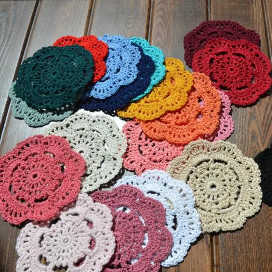 (100 шт./лот) оптовая продажа 100% хлопок круглые крючком подставки для горки|crochet