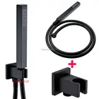 Высококачественная матовая черная Лейка для душа Smesiteli с отделкой, держатель, настенный соединитель, колено 1,5 см, комплект шлангов из ПВХ