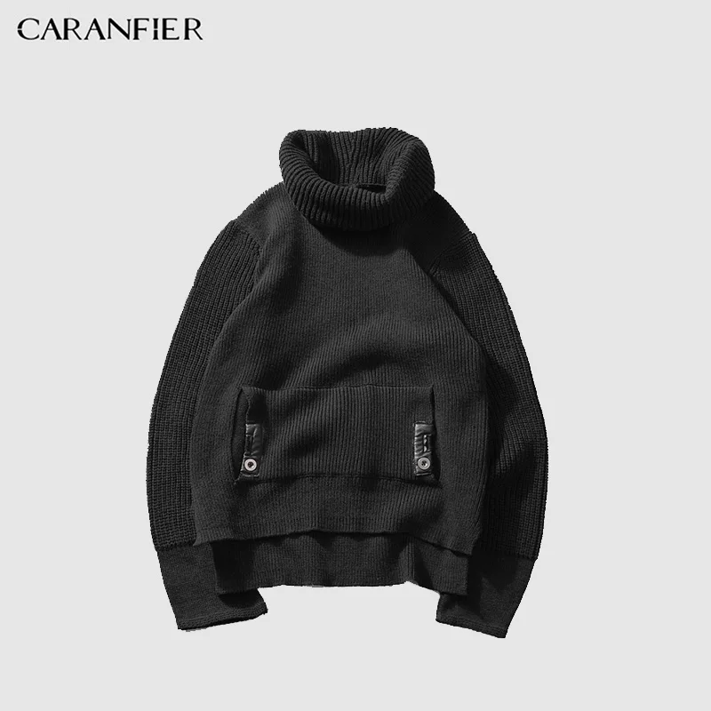 Мужской свитер CARANFIER зимние плотные теплые топы повседневные пуловеры вязаный
