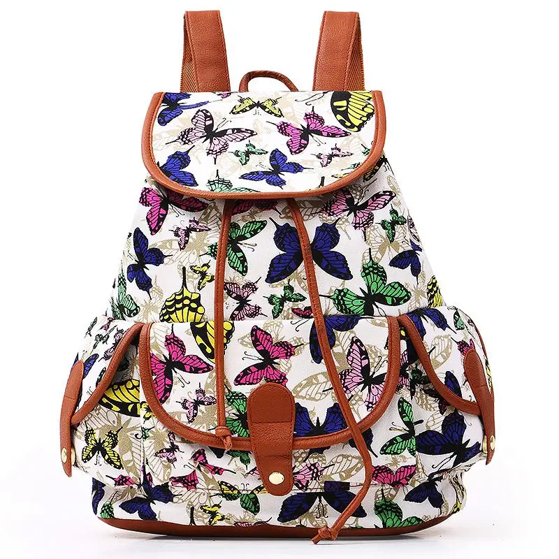

New Vintage Women Girls School Bag Bohemian Backpack Drawstring Printing Canvas Traveling Rucksack FA$B Women bag
