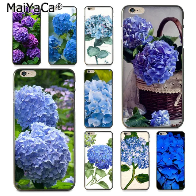 MaiYaCa синий цветок гортензии для iPhone 4 5C 5S 6S 7 8 Plus X XR XS MAX Samsung черный мягкий чехол